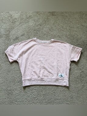 Y2K ~ Calvin Klein Jeans ~ Speckled Pink Short Sleeve Sweatshirt ~ Size L